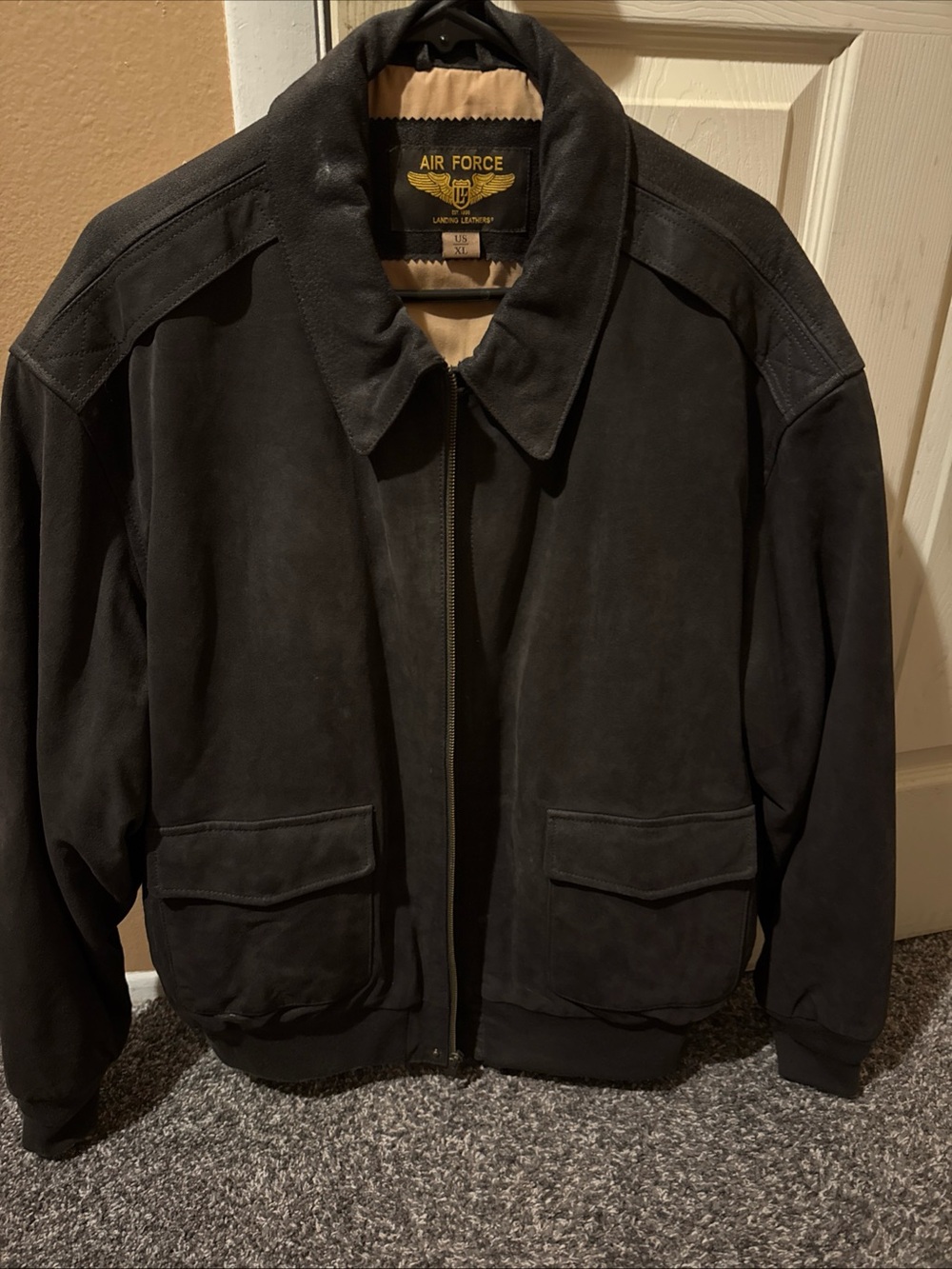 Lands' End Black Suede Air Force Bomber Jacket - Picture 1 of 5